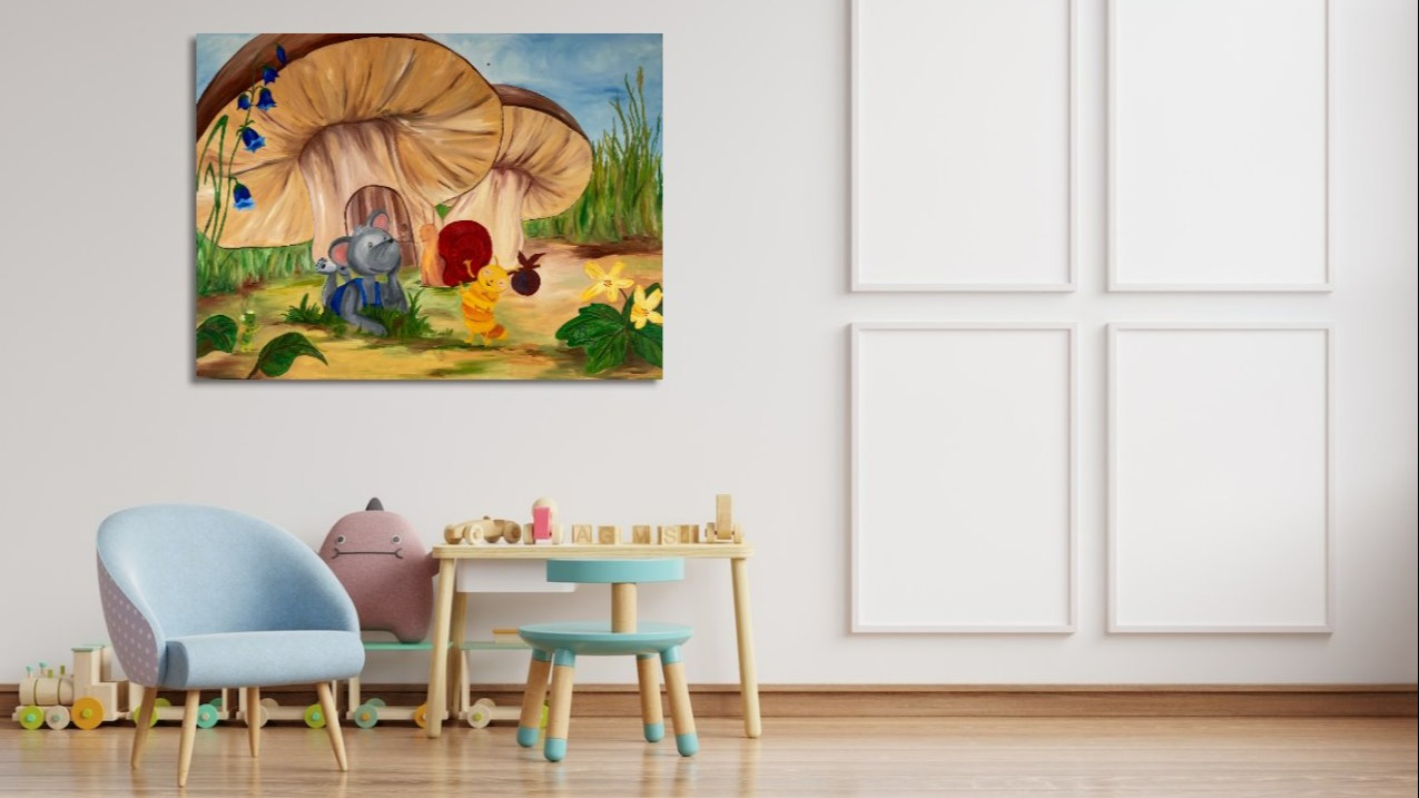 Kinderbild gemalt im Rahmen