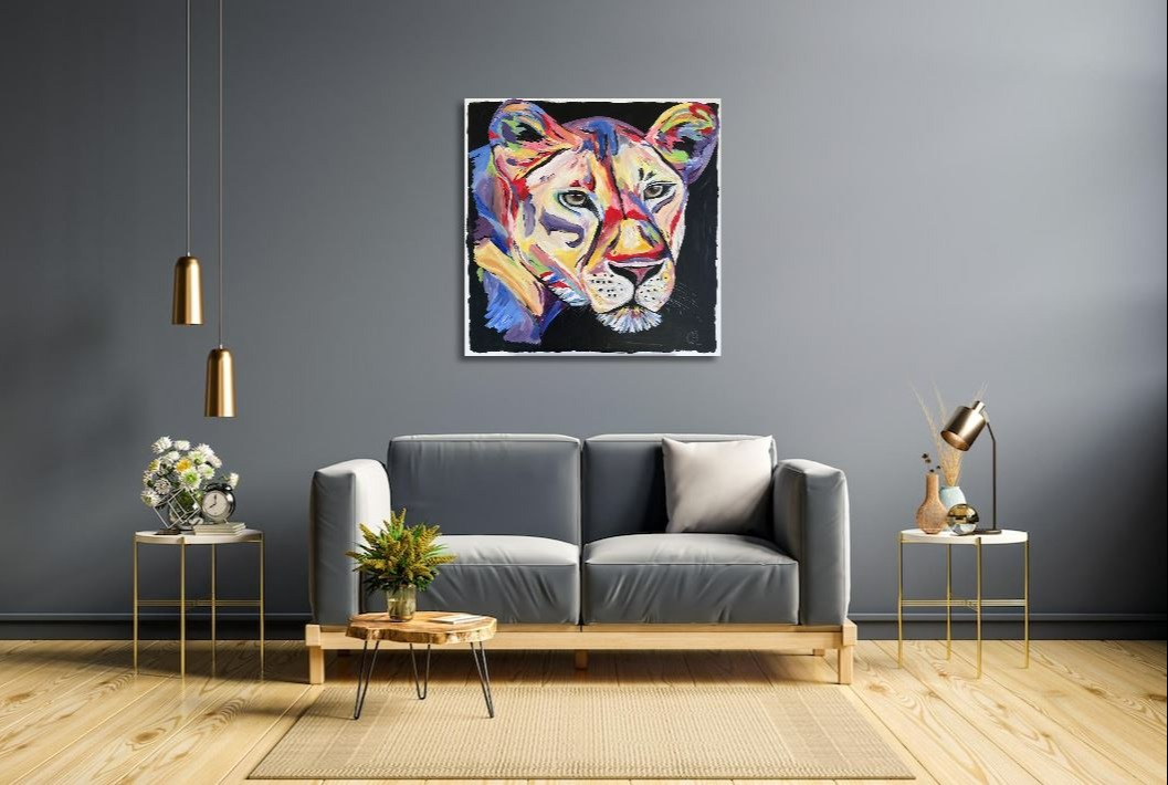 Handgemalter Löwe Acryl